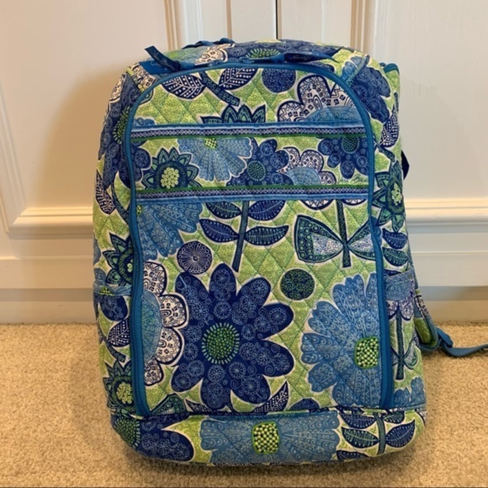 Vera‎ Bradley Blue & Green Floral Backpack Computer Bag
